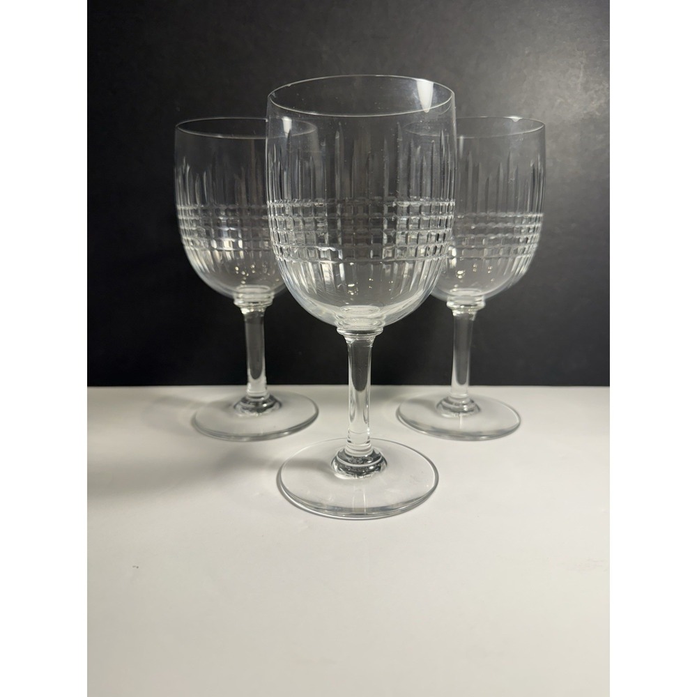 Baccarat Nancy Cut Crystal Wine/Water Glasses 6.75" France Signed Stemware